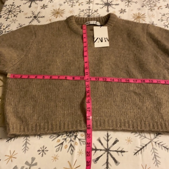 Zara Alpaca Wool Blend Mink Taupe Crop Sweater - Picture 7 of 8